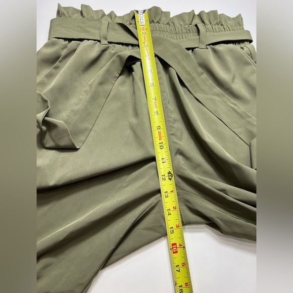 ✨Atica Medium Paperbag Waist Knot Front Pants Olive Green Women's Pants - Picture 8 of 12